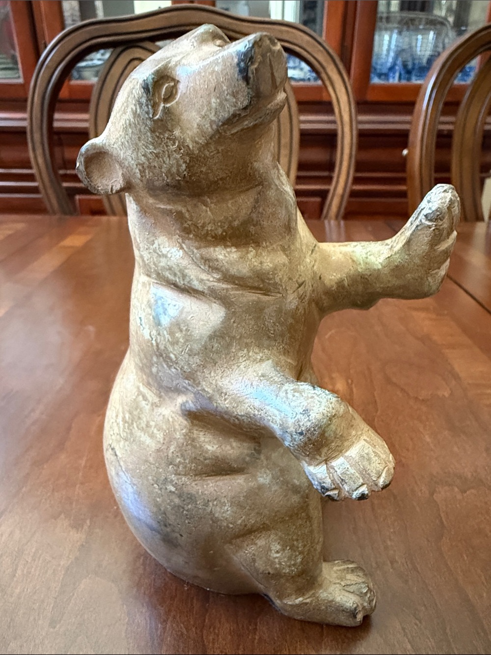 Vintage Stone finish heavy cast metal Standing Bear Figurine bookend